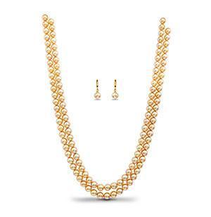 Double Line Fresh Water Pearl with Gold Colour - Ghanshyamdas Jewellers