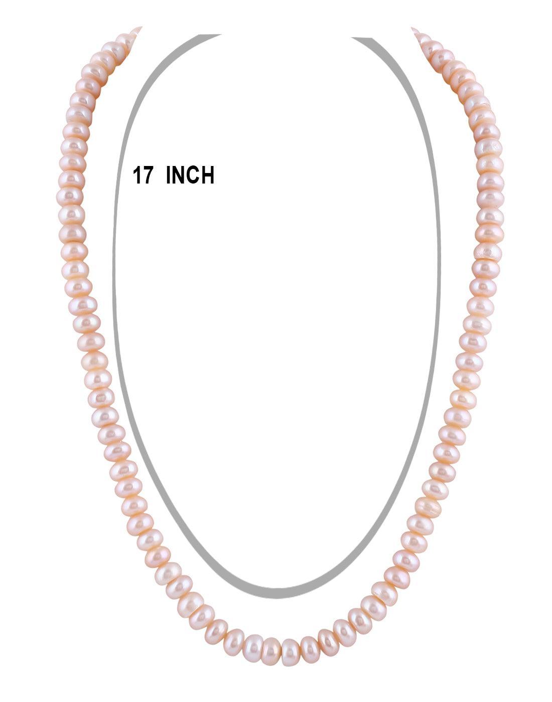 Single Line Real Natural Fresh Water Hyderabadi Button Shaped 4 To 10 MM Size Pearl Graduation SetChain With Certificate from Hyderabad for Women Girls - Ghanshyamdas Jewellers