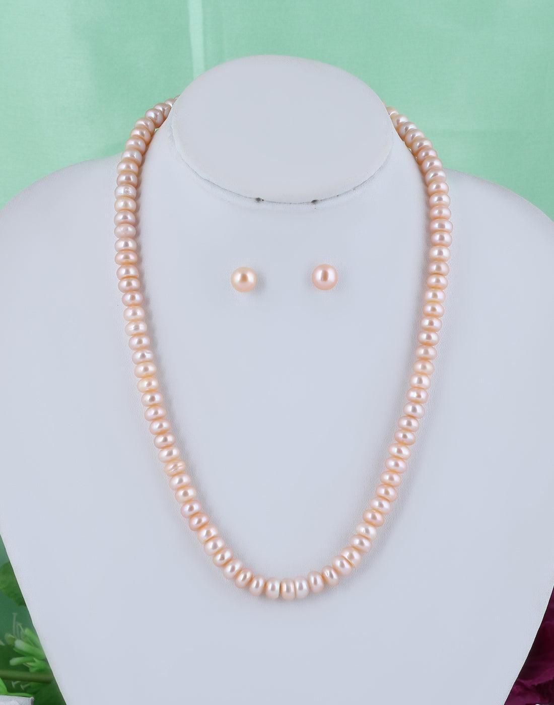 Single Line Real Natural Fresh Water Hyderabadi Button Shaped 4 To 10 MM Size Pearl Graduation SetChain With Certificate from Hyderabad for Women Girls - Ghanshyamdas Jewellers