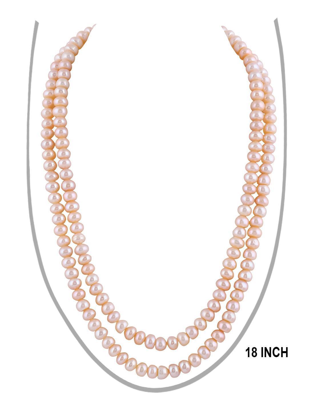 Double Line Real Natural Fresh Water Hyderabadi Button Shaped 4 To 10 MM Size Pearl Graduation SetChain With Certificate from Hyderabad for Women Girls - Ghanshyamdas Jewellers