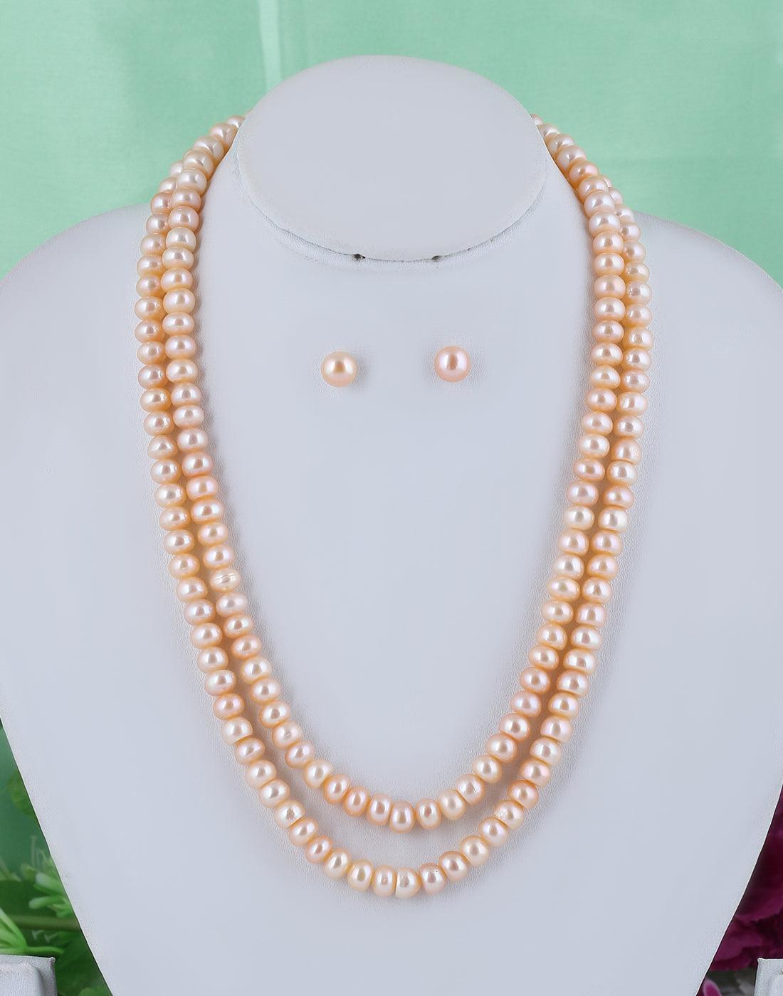 Double Line Real Natural Fresh Water Hyderabadi Button Shaped 4 To 10 MM Size Pearl Graduation SetChain With Certificate from Hyderabad for Women Girls - Ghanshyamdas Jewellers