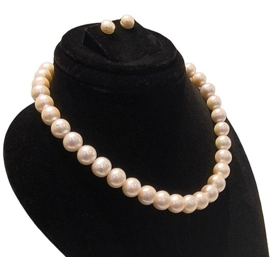 Freshwater White Pearl Single Line Set with Studs - Ghanshyamdas Jewellers