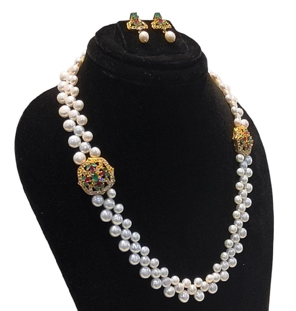 Natural Fresh Water Button Pearls Set For Women Girls With Certificate - Ghanshyamdas Jewellers