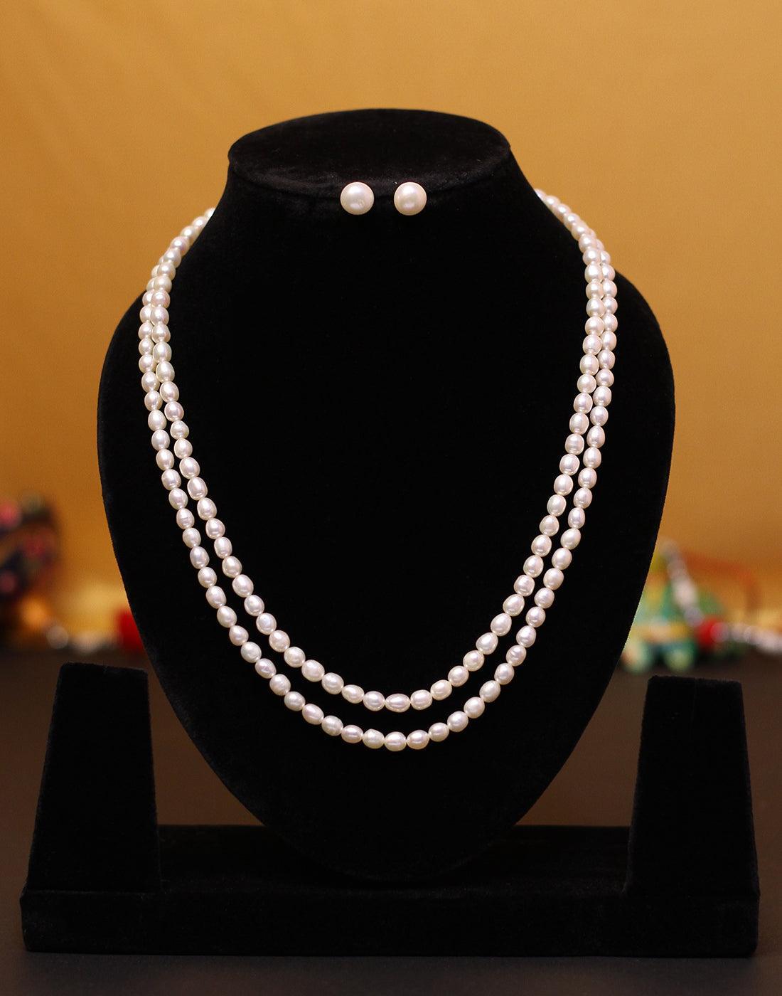 Double Layered Oval Shape Pearl Set for Girls - Ghanshyamdas Jewellers