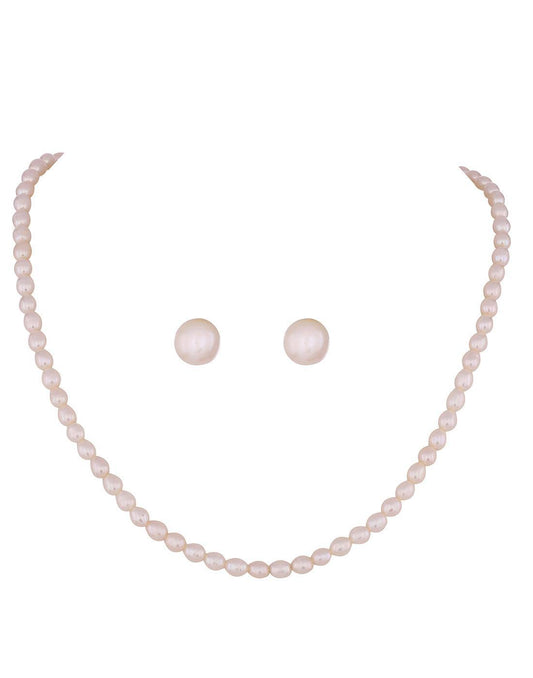 Single Layered Oval Shape Pearl Set for Girls - Ghanshyamdas Jewellers