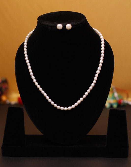 Single Layered Oval Shape Pearl Set for Women - Ghanshyamdas Jewellers