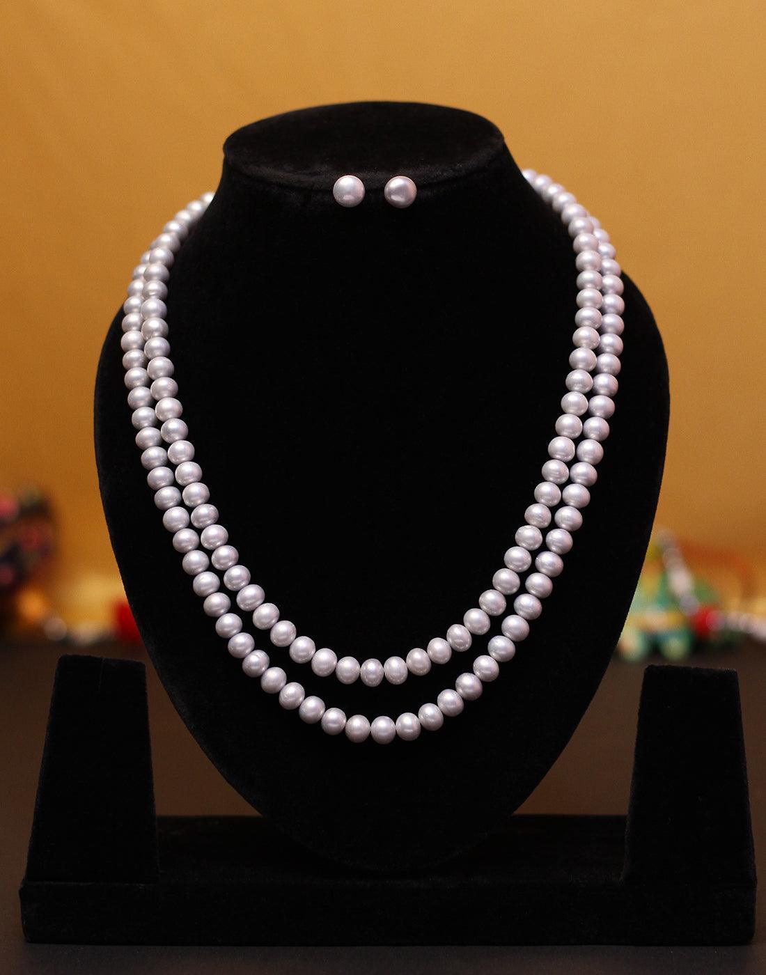 Double Layer Natural Fresh Water Pearls Set Set For Women n Girls - Ghanshyamdas Jewellers