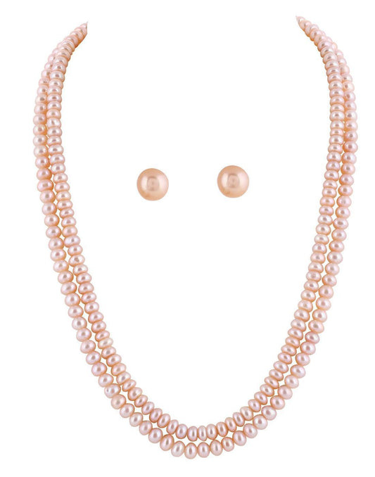 Double Line Natural Fresh Water Pearls Set Set For Women n Girls - Ghanshyamdas Jewellers