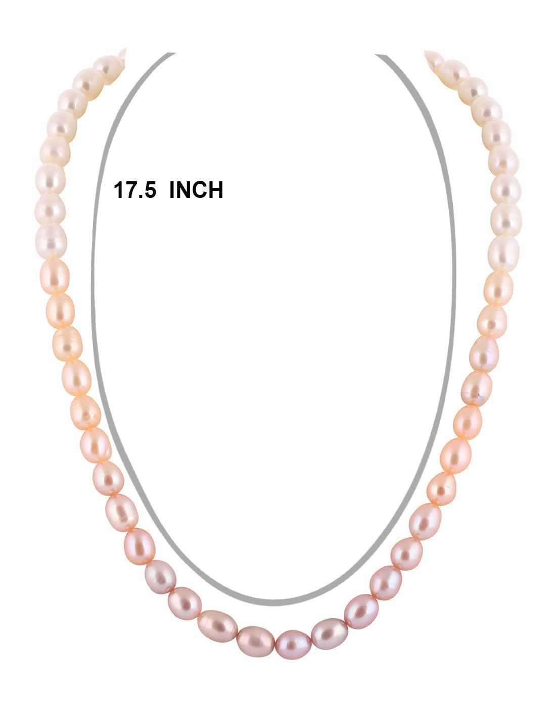 GDJ Real Natural Fresh Water Hyderabadi Oval Shaped Single Layered Pearl Multi Colour Graduation Set - Ghanshyamdas Jewellers