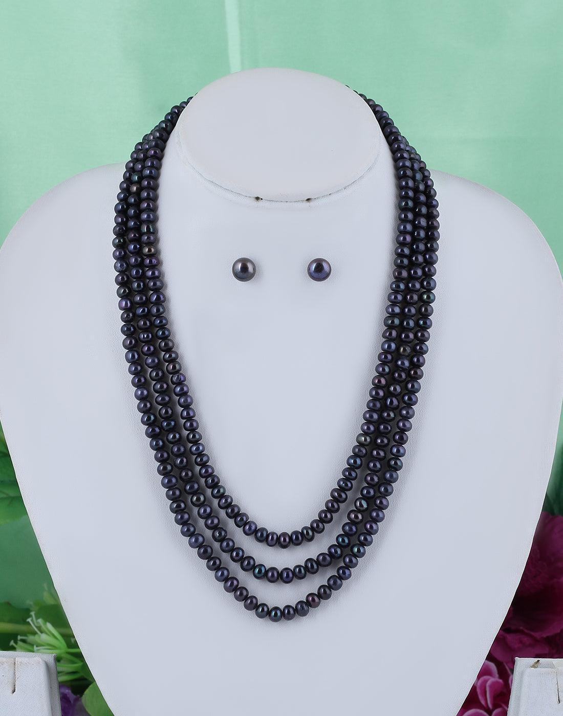 3 Line Black Pearl Set For Women/Girls - Ghanshyamdas Jewellers