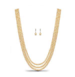 Three Layer Gold Colour Pearl Set With Classy Look - Ghanshyamdas Jewellers