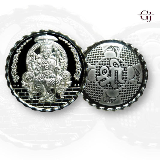 Goddess Maa Lalitha - 3D Silver Coin 24KT Purity 999 Round Shape - Backside Shree