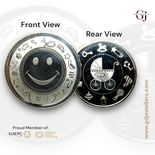 Smiley - Silver Coin 24KT Purity 999 Round Shape - Backside Cradle Trolly