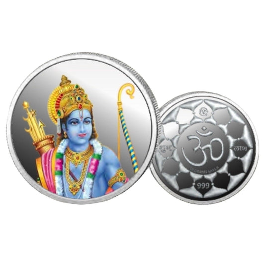 God Ram- Color Fine Silver Coin Purity 999 Round Shape - Backside Om