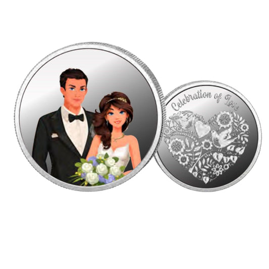 Couple- Color Fine Silver Coin Purity 999 Round Shape - Backside Heart