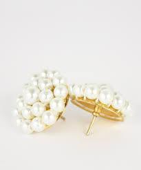 White pearl earrings back side gold plated - Ghanshyamdas Jewellers