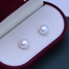 Shiny fresh water pearl earrings - Ghanshyamdas Jewellers