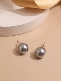 shinny blacky fresh water pearl earrigs - Ghanshyamdas Jewellers